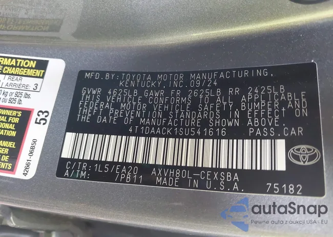 4T1DAACK1SU541616: 44087464