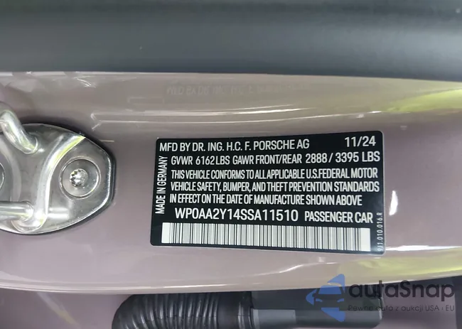 WP0AA2Y14SSA11510: 44087472