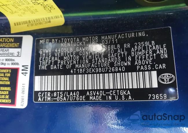 4T1BF3EK9BU726840: 44088561