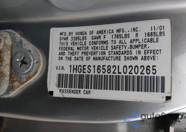 1HGES16582L020265: 44088731