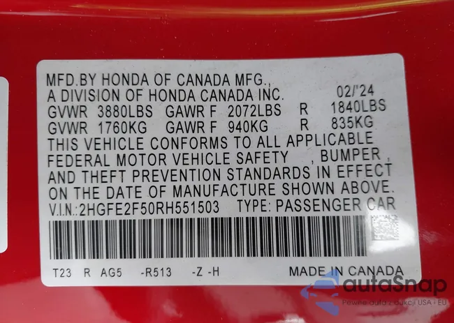 2HGFE2F50RH551503: 44088751