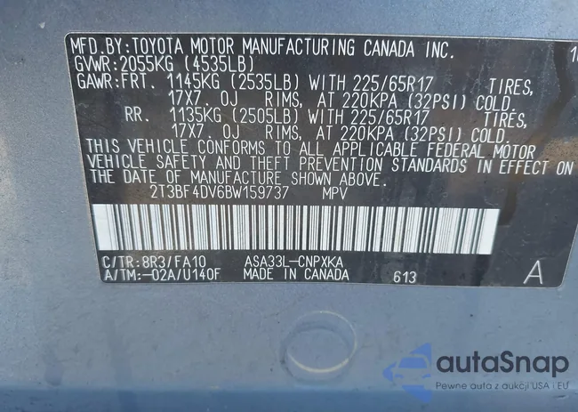 2T3BF4DV6BW159737: 44088888