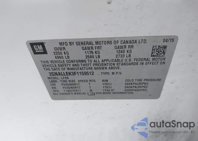 2GNALLEK3F1159512: 44088893