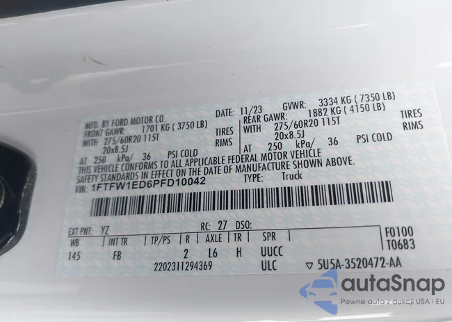 1FTFW1ED6PFD10042: 44088903