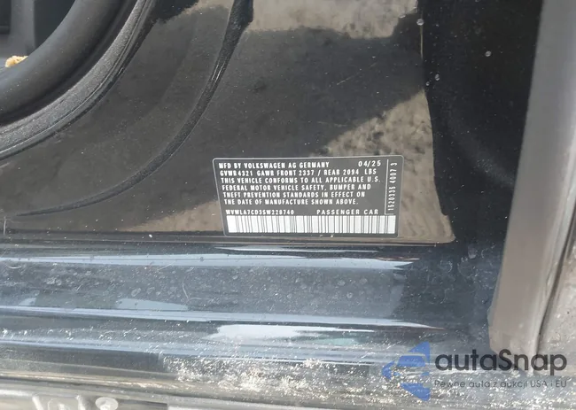 WVWLA7CD3SW228740: 44088168