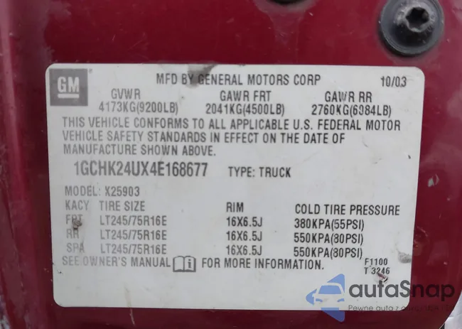 1GCHK24UX4E168677: 44088188