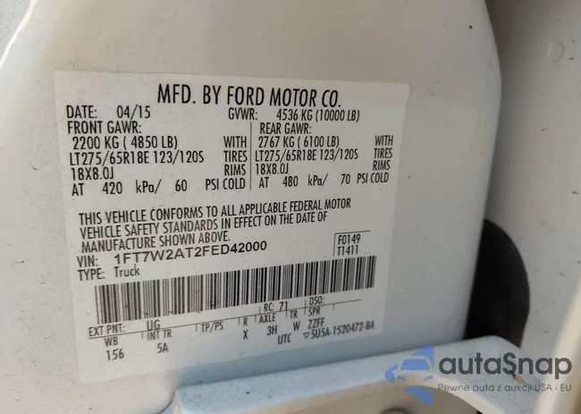 1FT7W2AT2FED42000: 44088200