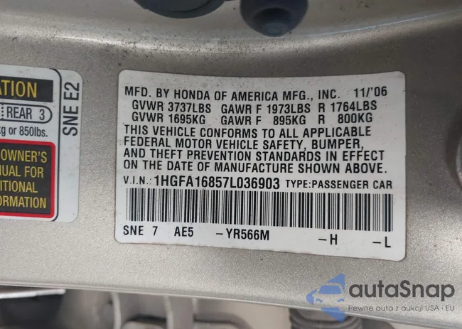 1HGFA16857L036903: 44088290