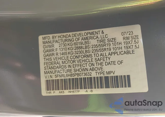 5FNRL6H85PB073632: 44088430