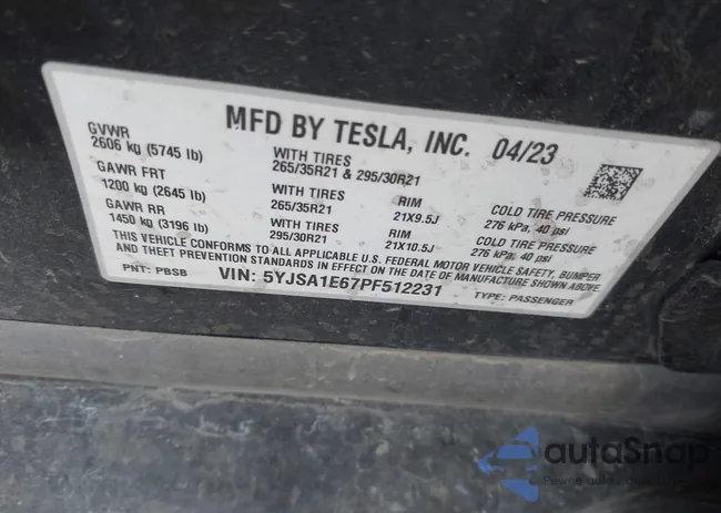 5YJSA1E67PF512231: 44088463