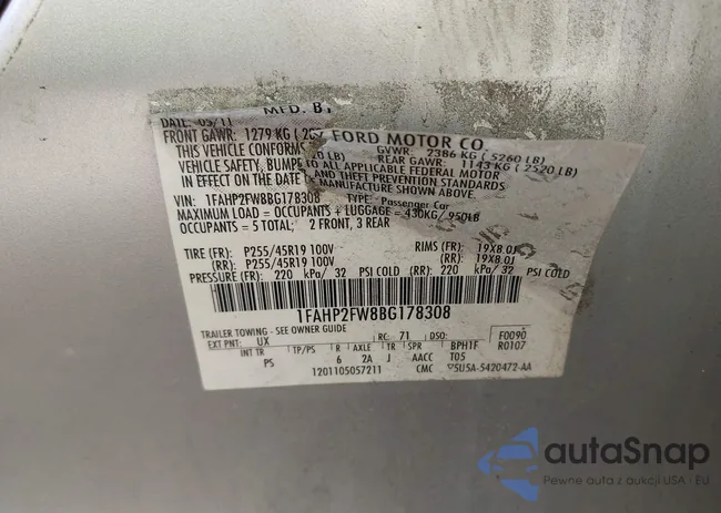 1FAHP2FW8BG178308: 44089604