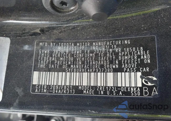 5YFBURHE4KP937380: 44089635