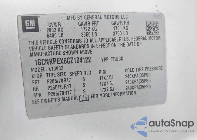 1GCNKPEX8CZ104122: 44089875