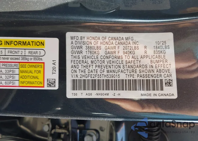 2HGFE2F55TH539015: 44089923