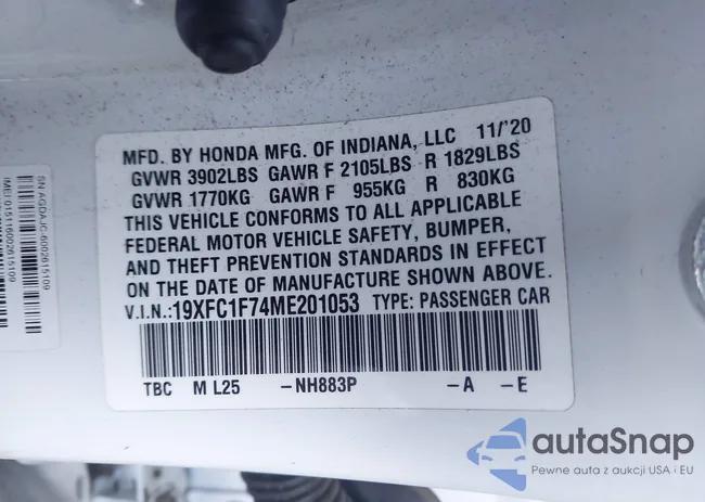 19XFC1F74ME201053: 44090047