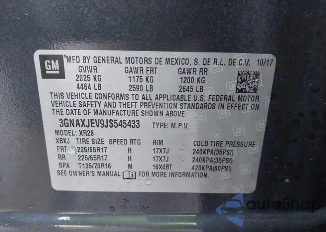 3GNAXJEV9JS545433: 44090099