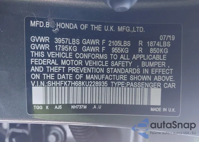 SHHFK7H68KU228935: 44089255