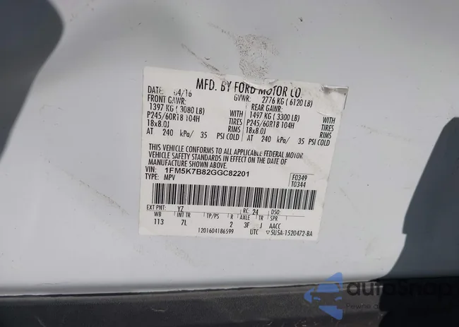 1FM5K7B82GGC82201: 44089308