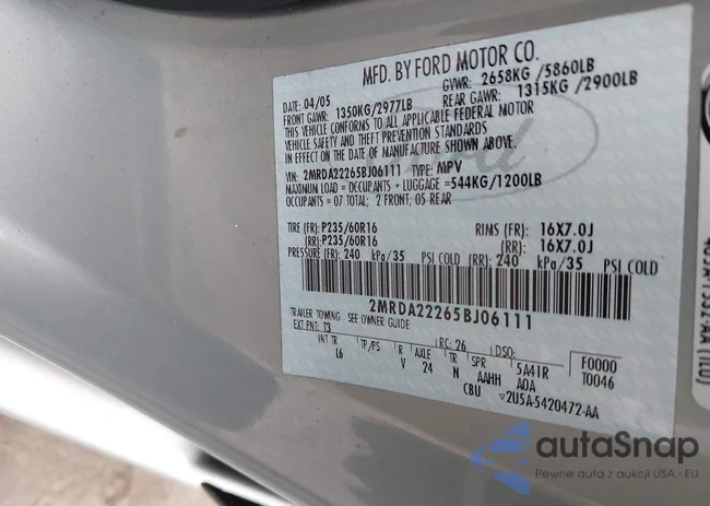 2MRDA22265BJ06111: 44089407