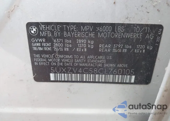 5UXZV4C58CL760105: 44090589