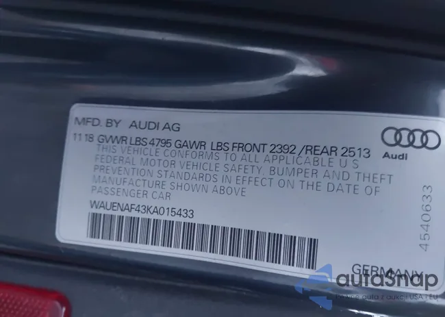 WAUENAF43KA015433: 44090635