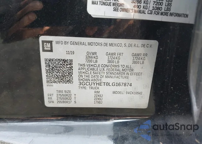 3GCUYHET0LG167874: 44090658