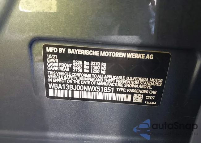 WBA13BJ00NWX51851: 44090778