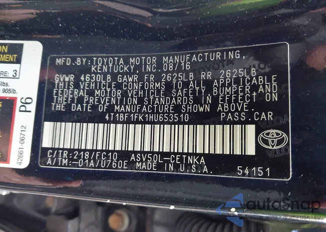 4T1BF1FK1HU653510: 44090790