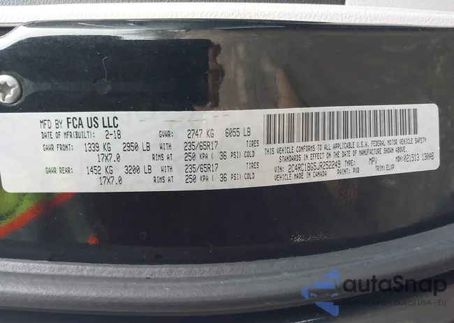 2C4RC1BG5JR252249: 44090900