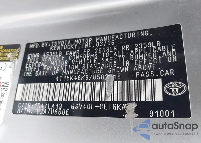 4T1BK46K97U502748: 44091054