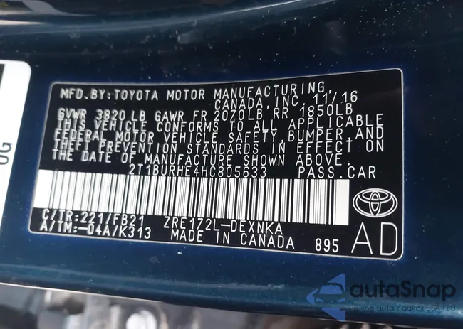 2T1BURHE4HC805633: 44091118