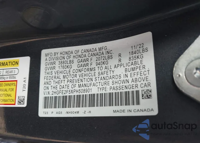 2HGFE2F5XPH508901: 44090338