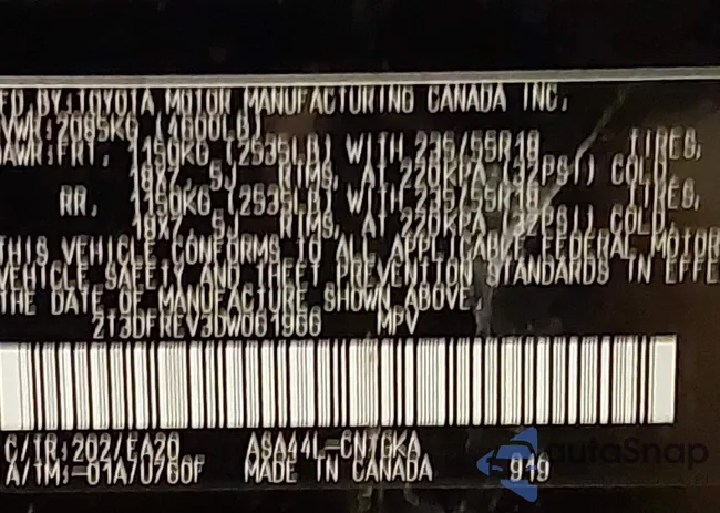 2T3DFREV3DW061966: 44091601