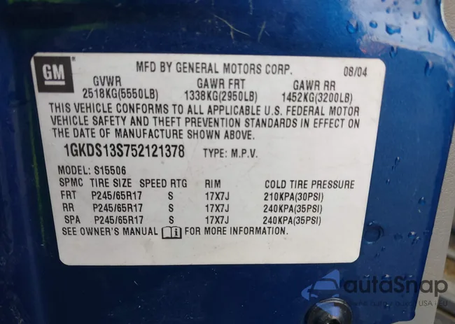 1GKDS13S752121378: 44091772