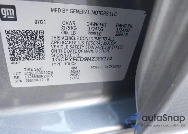 1GCPYFED9MZ388174: 44091803