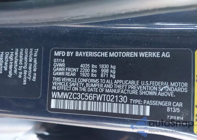 WMWZC3C56FWT02130: 44091809