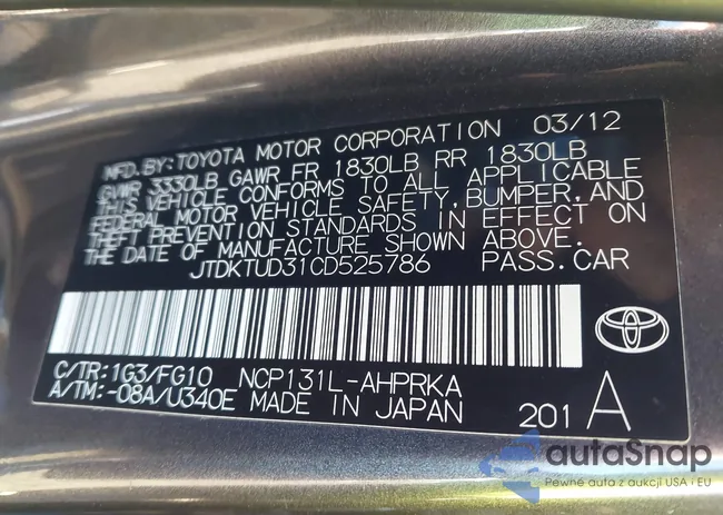 JTDKTUD31CD525786: 44091862