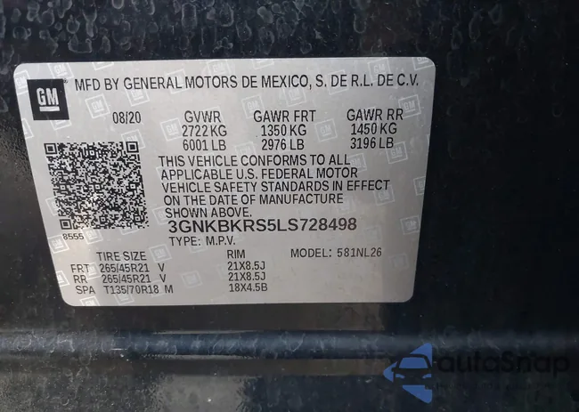 3GNKBKRS5LS728498: 44092131