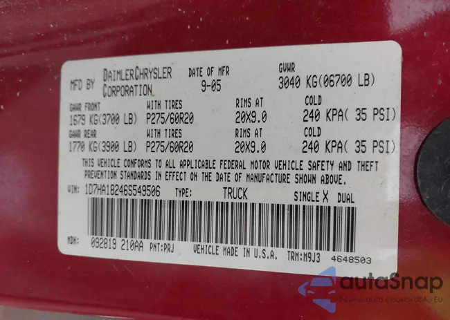 1D7HA18246S549506: 44092145