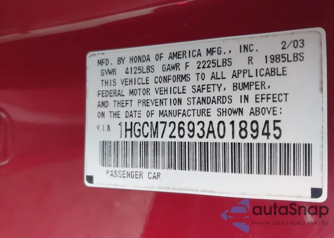 1HGCM72693A018945: 44091241