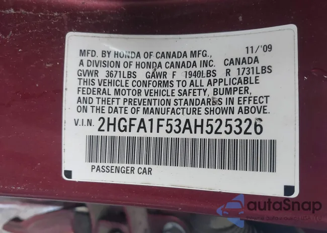 2HGFA1F53AH525326: 44091347