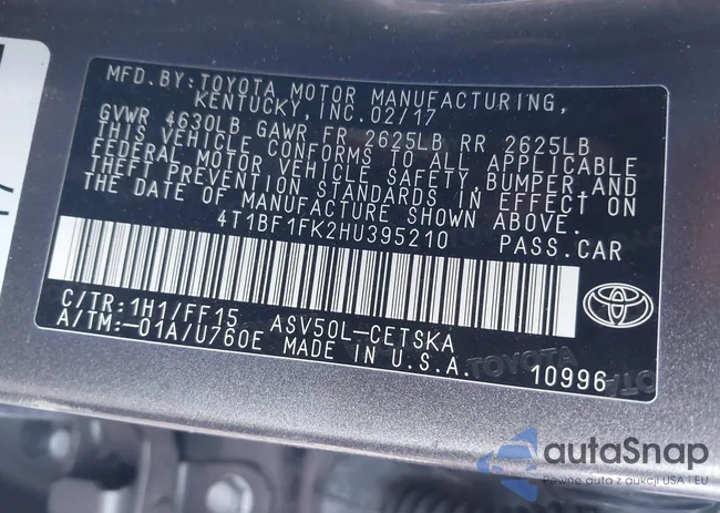 4T1BF1FK2HU395210: 44091429