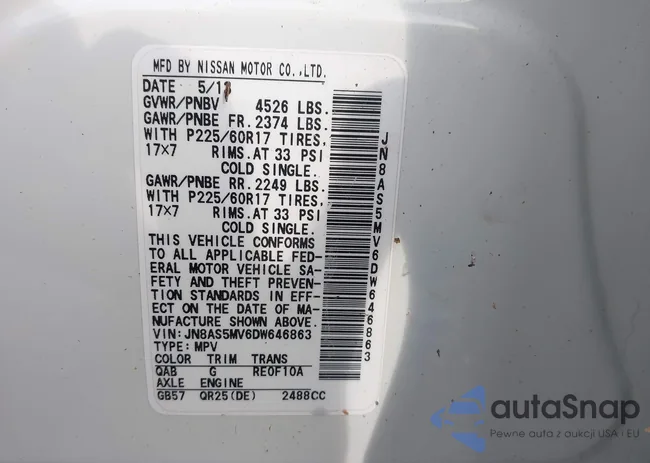 JN8AS5MV6DW646863: 44091458