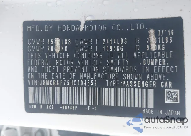 JHMCR6F75HC004659: 44091501