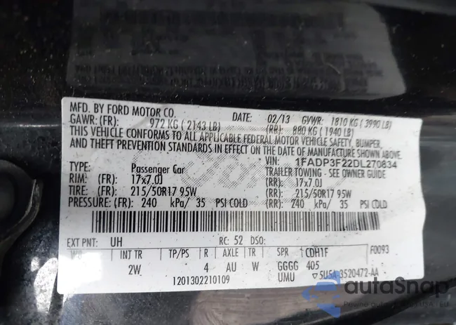 1FADP3F22DL270834: 44091541