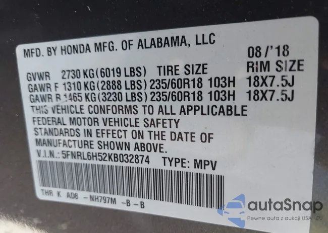 5FNRL6H52KB032874: 44092714