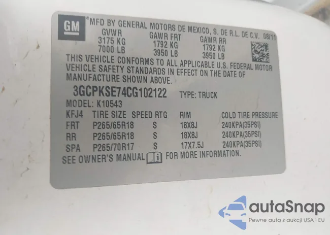 3GCPKSE74CG102122: 44092785