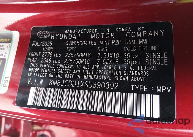 KM8JCDD1XSU390392: 44092905