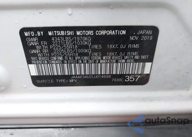 JA4AP3AU2LU014699: 44092909