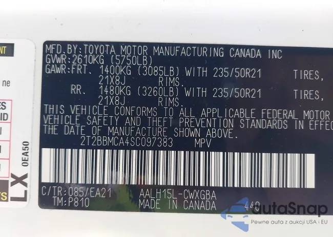 2T2BBMCA4SC097383: 44093072